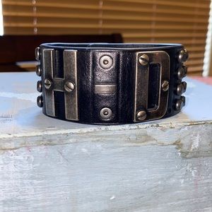 Harley Davidson Men’s Steel & Leather Wrist Band